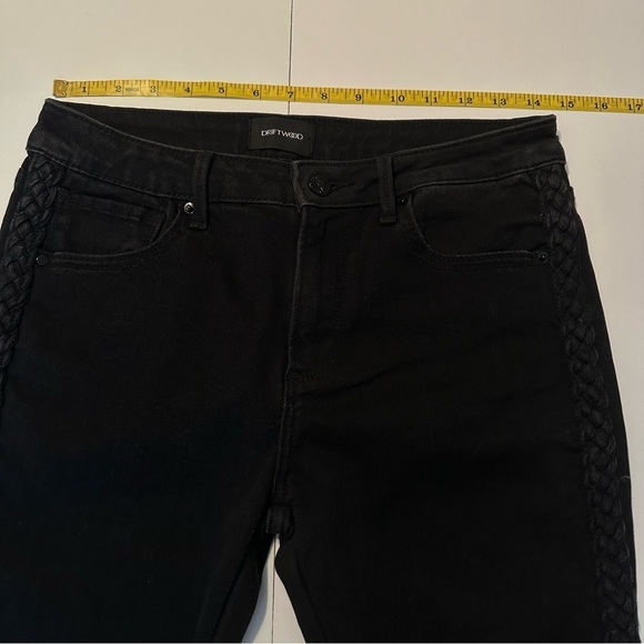 Driftwood Braided Side Jackie Skinny Raw Hem Black Jeans - 27 - Picture 10 of 15